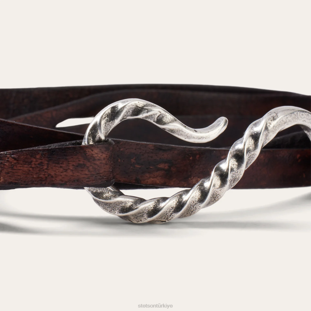 Stetson kanca deri bilezik kahverengi deri erkekler aksesuar B4FZ417