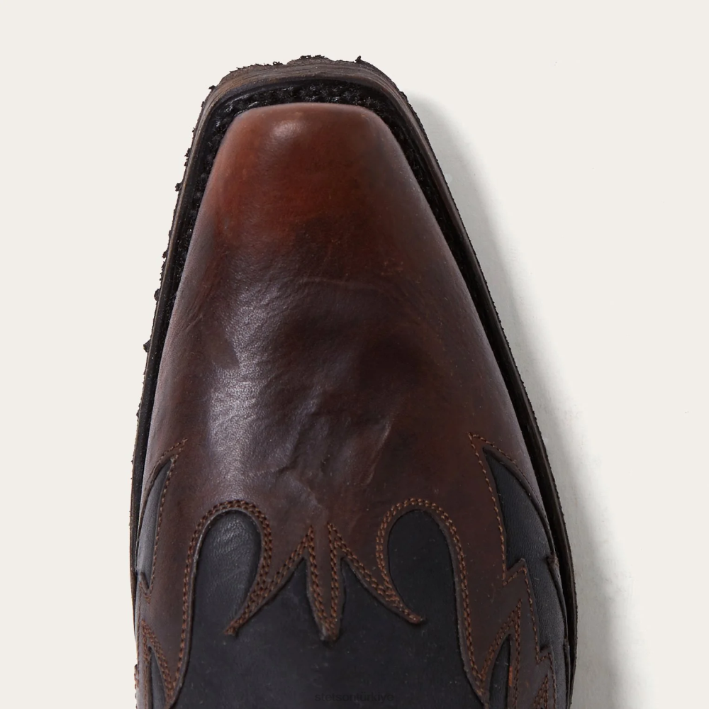 Stetson motorcu kanun kaçağı yağlı deri kovboy çizmesi kahverengi erkekler ayakkabı B4FZ238