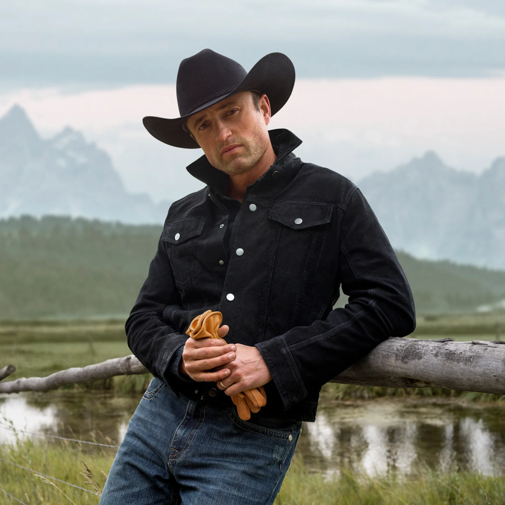 Stetson deri jean ceket siyah erkekler giyim B4FZ412