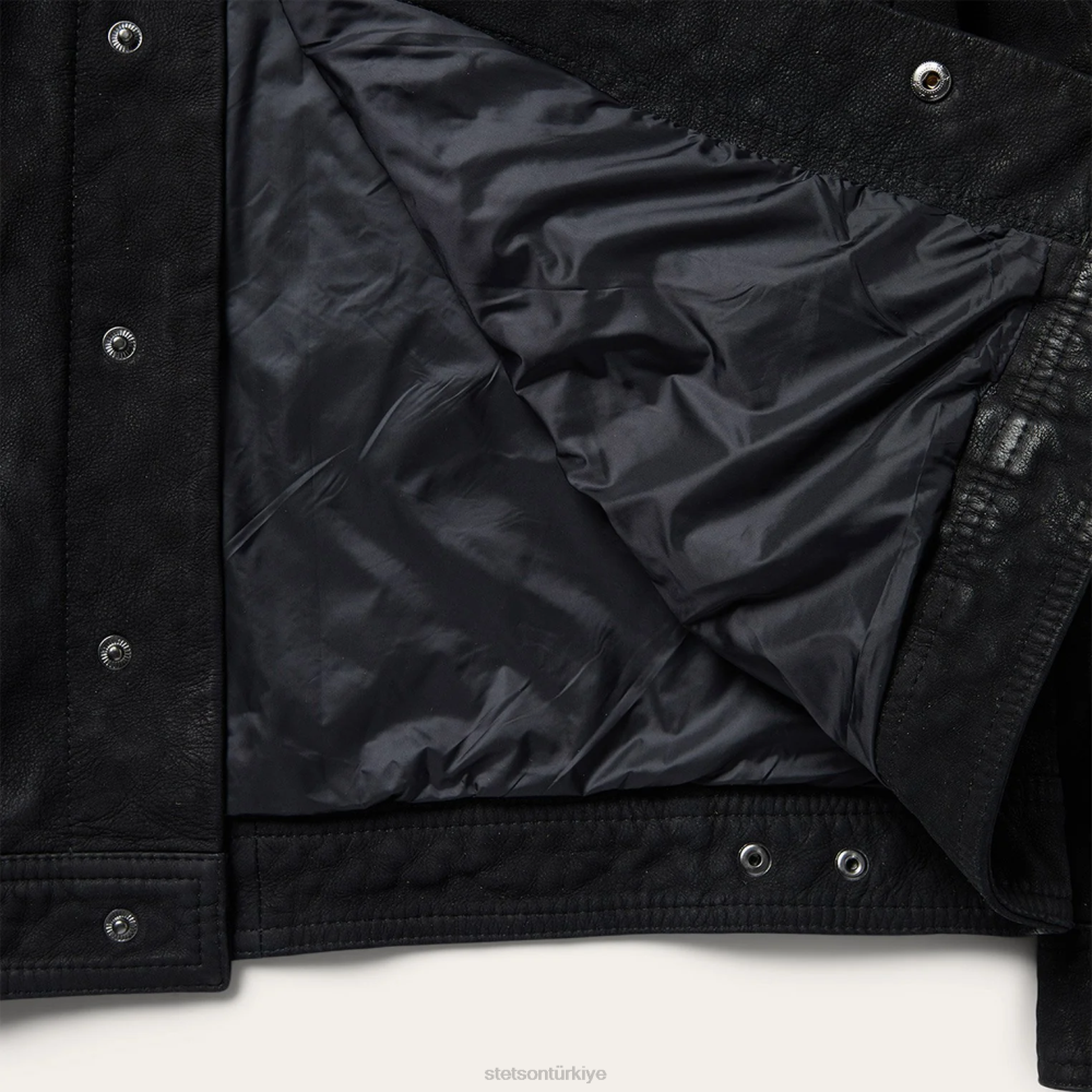 Stetson deri jean ceket siyah erkekler giyim B4FZ412