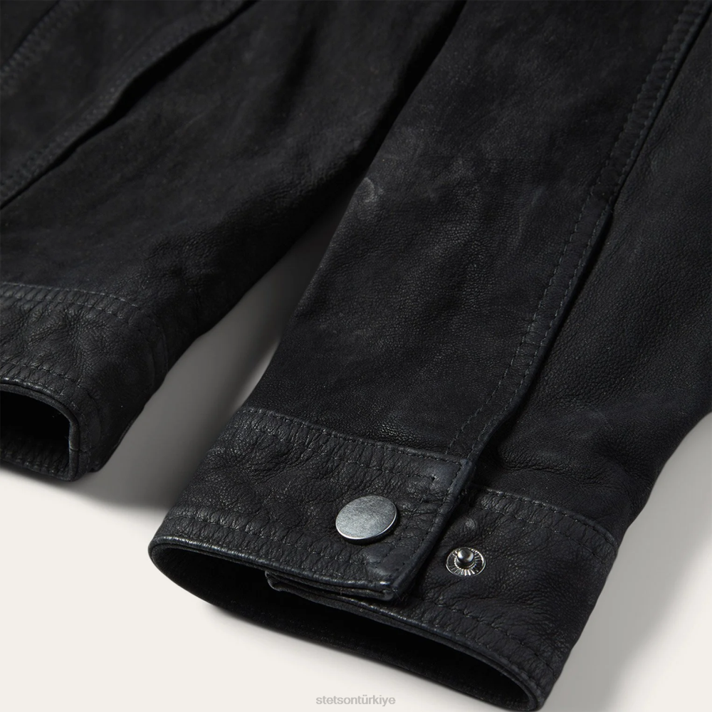 Stetson deri jean ceket siyah erkekler giyim B4FZ412