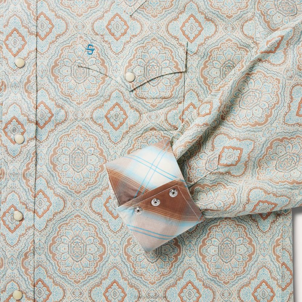 Stetson aqua desenli batılı gömlek yeşil erkekler giyim B4FZ318