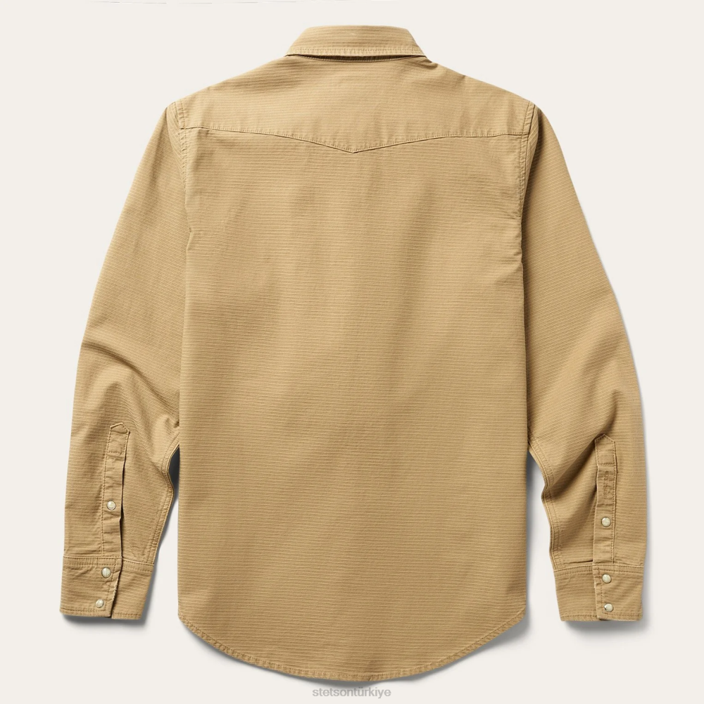 Stetson birinci sınıf nervürlü batı gömleği yeşil erkekler giyim B4FZ376