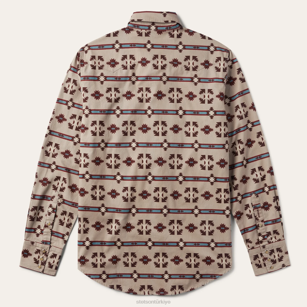 Stetson gaucho çizgili gömlek kahverengi erkekler giyim B4FZ334