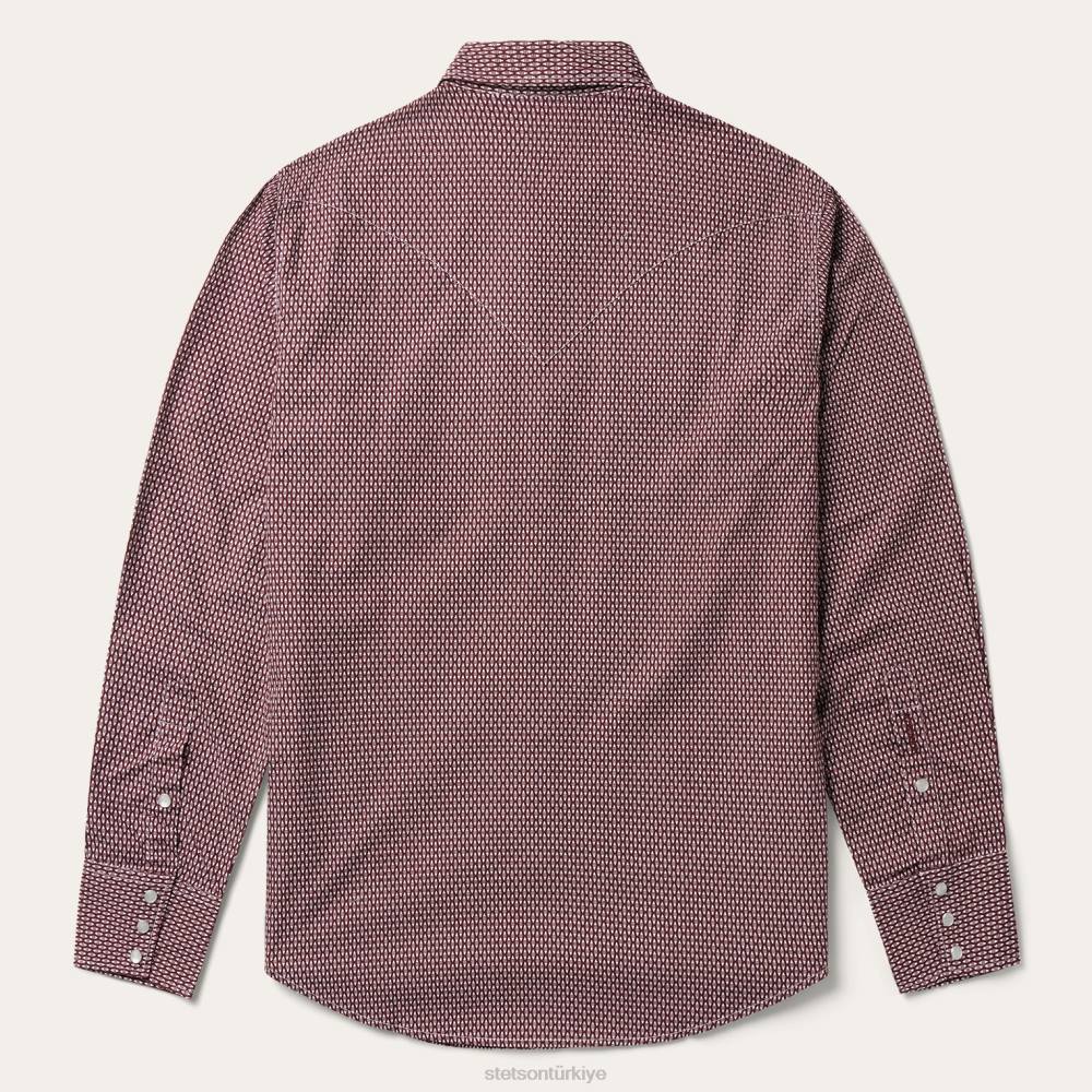 Stetson kırık elmas desenli batı gömleği kırmızı erkekler giyim B4FZ310