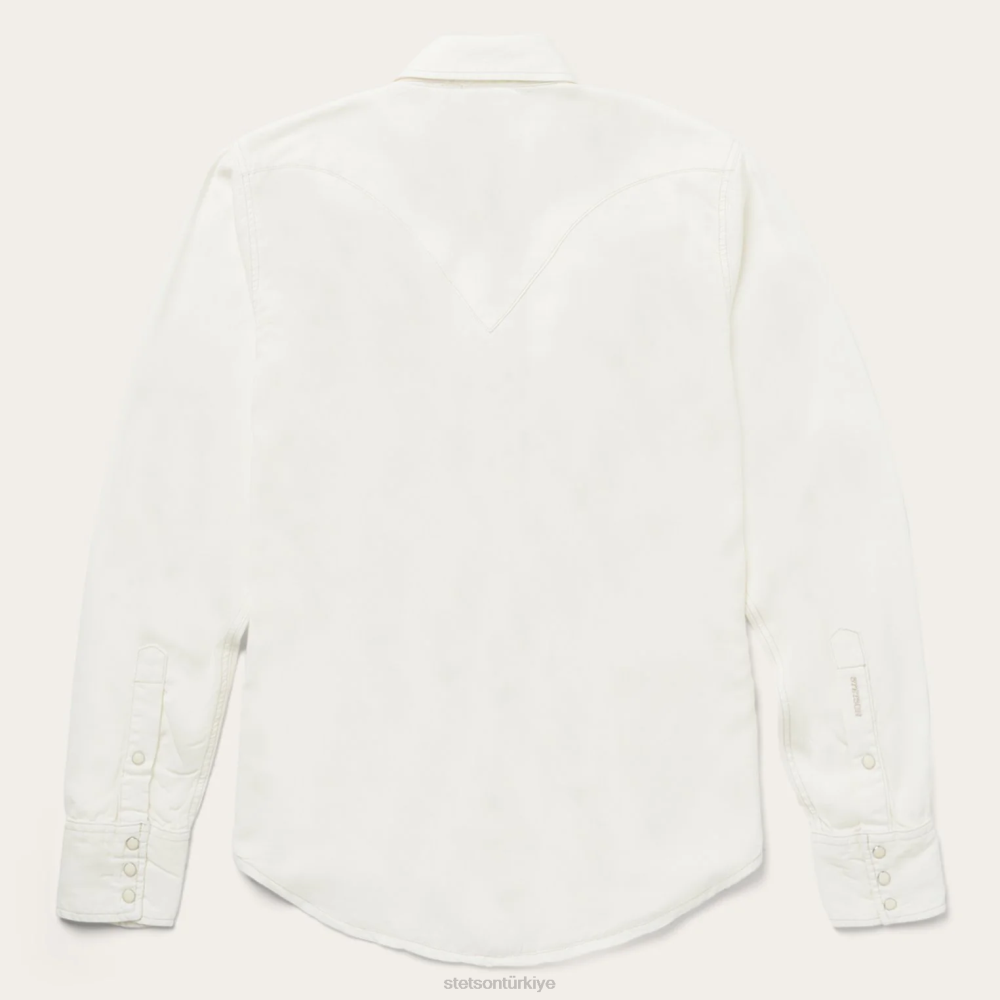 Stetson krem rengi tencel fitilli gömlek beyaz erkekler giyim B4FZ307