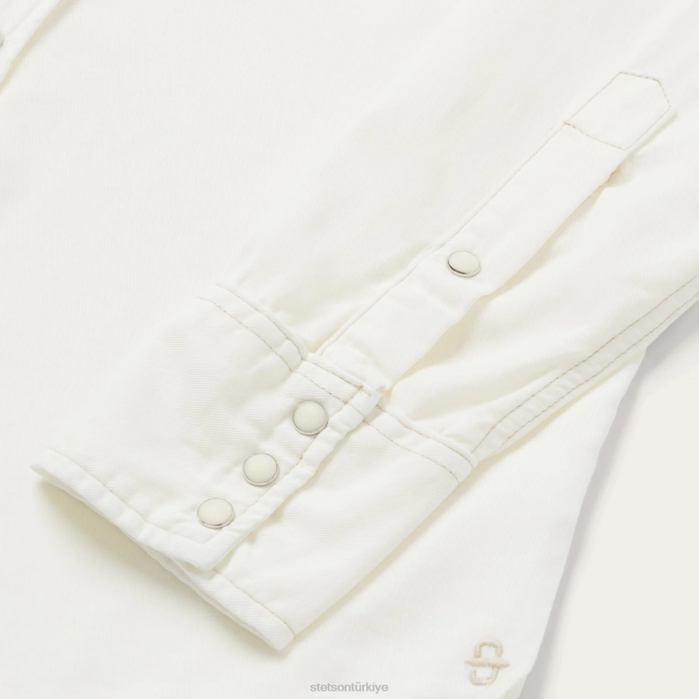 Stetson krem rengi tencel fitilli gömlek beyaz erkekler giyim B4FZ307