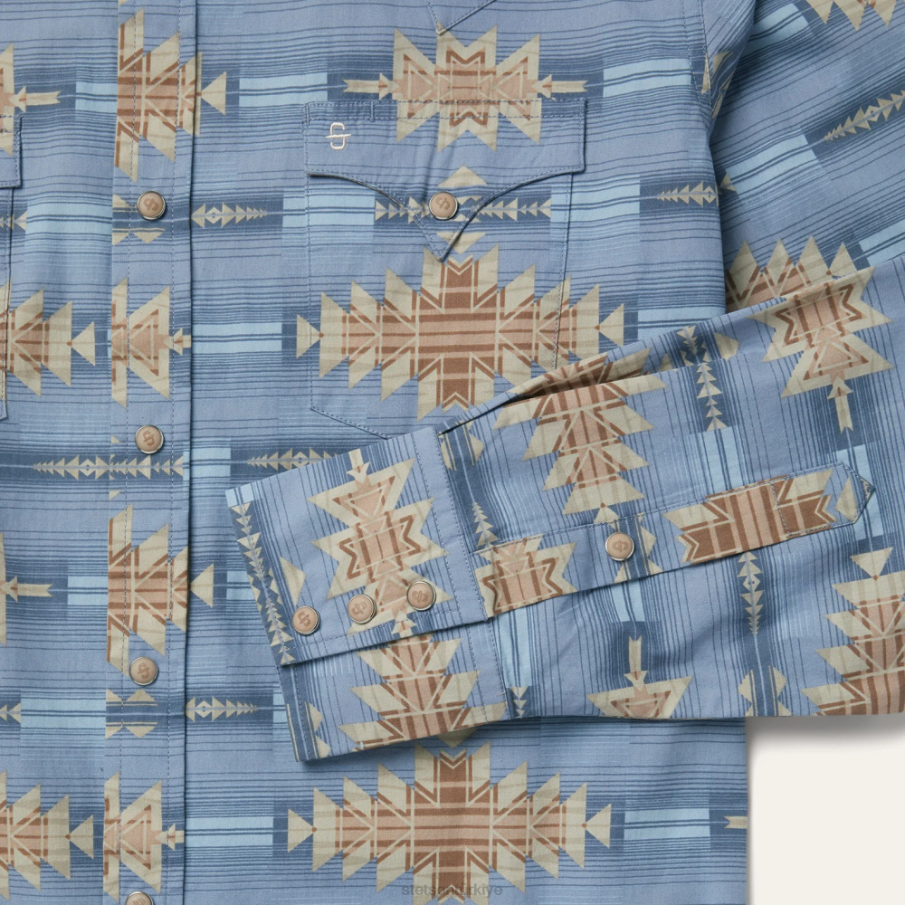 Stetson çöl ufku gömlek mavi erkekler giyim B4FZ343