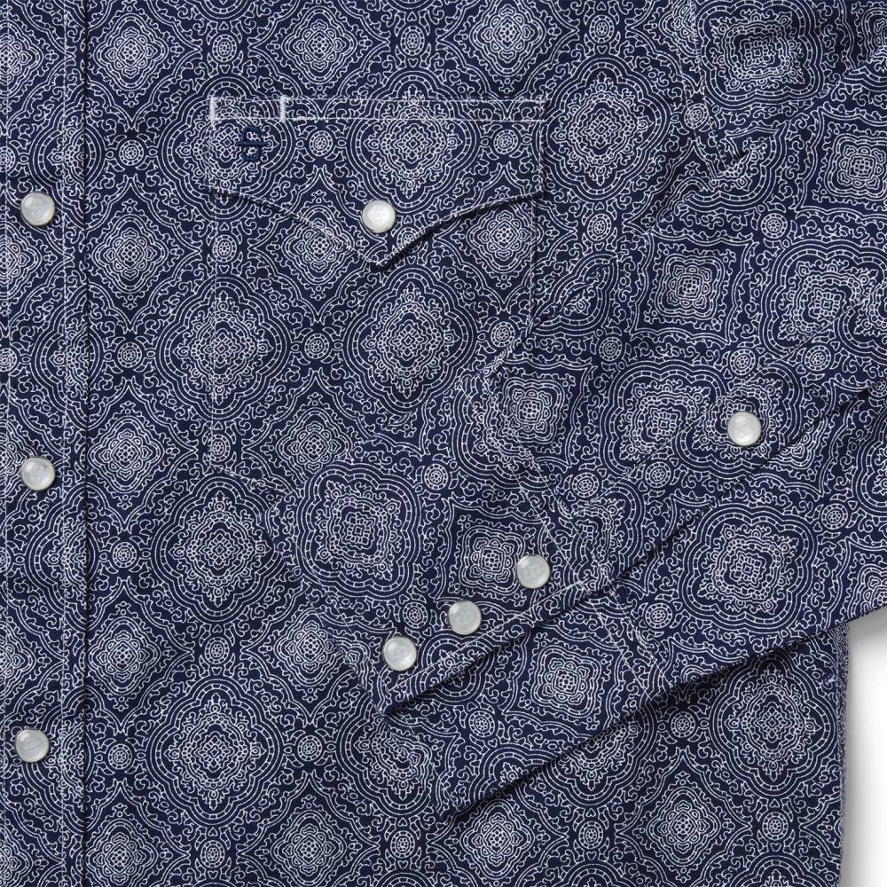 Stetson madalyon desenli batılı gömlek mavi erkekler giyim B4FZ328