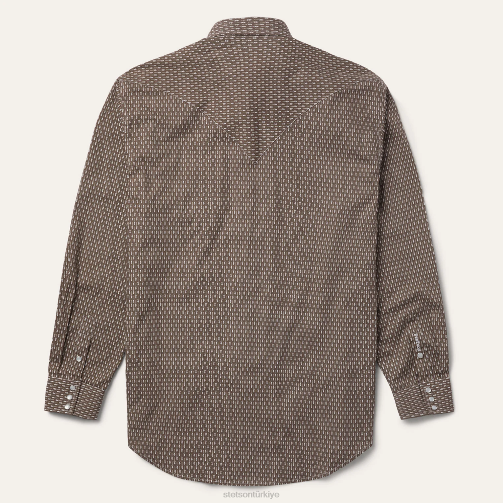 Stetson ok desenli batı gömleği gri erkekler giyim B4FZ350