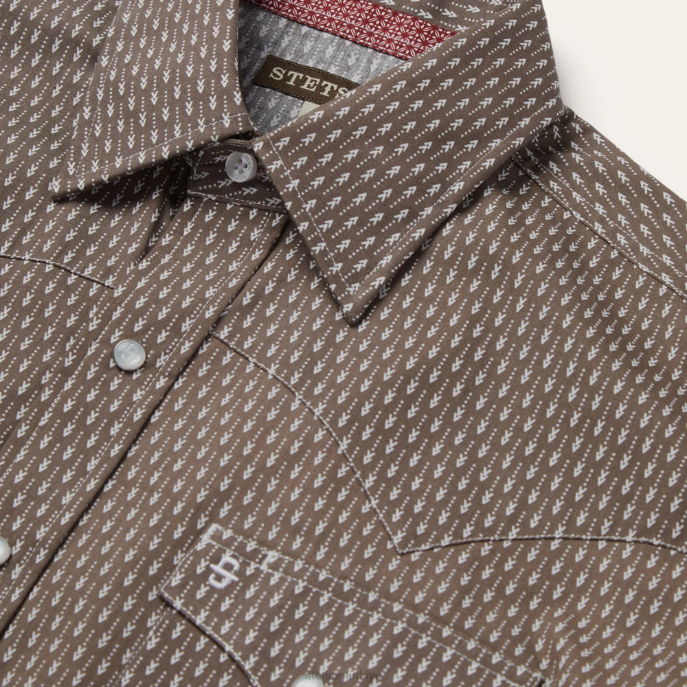 Stetson ok desenli batı gömleği gri erkekler giyim B4FZ350