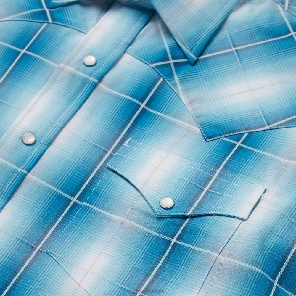 Stetson turkuaz ekose gömlek mavi erkekler giyim B4FZ360