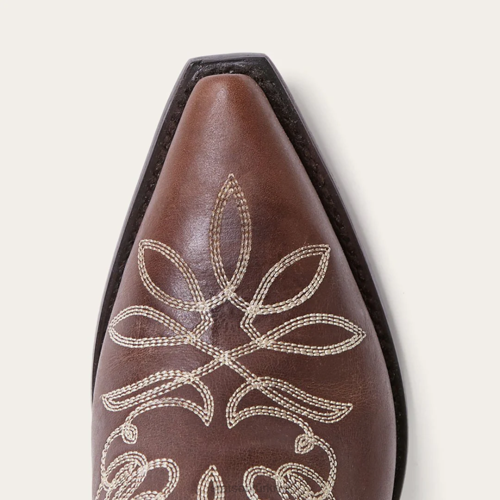 Stetson adeline arkası parlatılmış fermuarlı kovboy çizmesi kahverengi kadınlar ayakkabı B4FZ250