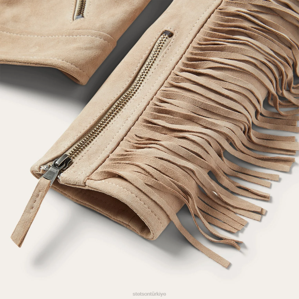 Stetson birinci sınıf süet moto ceket bronzluk kadınlar giyim B4FZ540