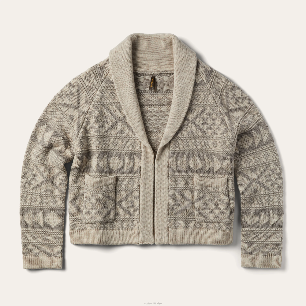 Stetson kısa şal yaka hırka kahverengi kadınlar giyim B4FZ537