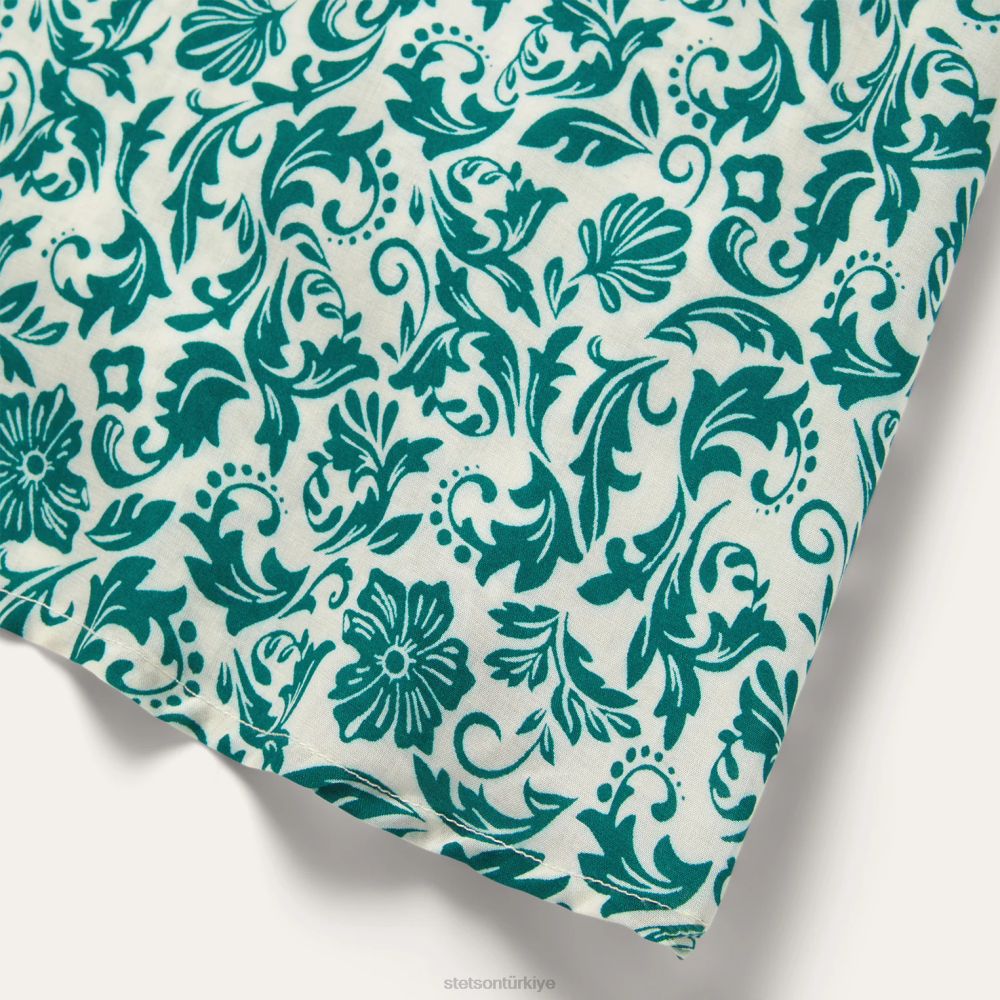 Stetson yeşim çiçek desenli suni ipek kolsuz elbise yeşil kadınlar giyim B4FZ486