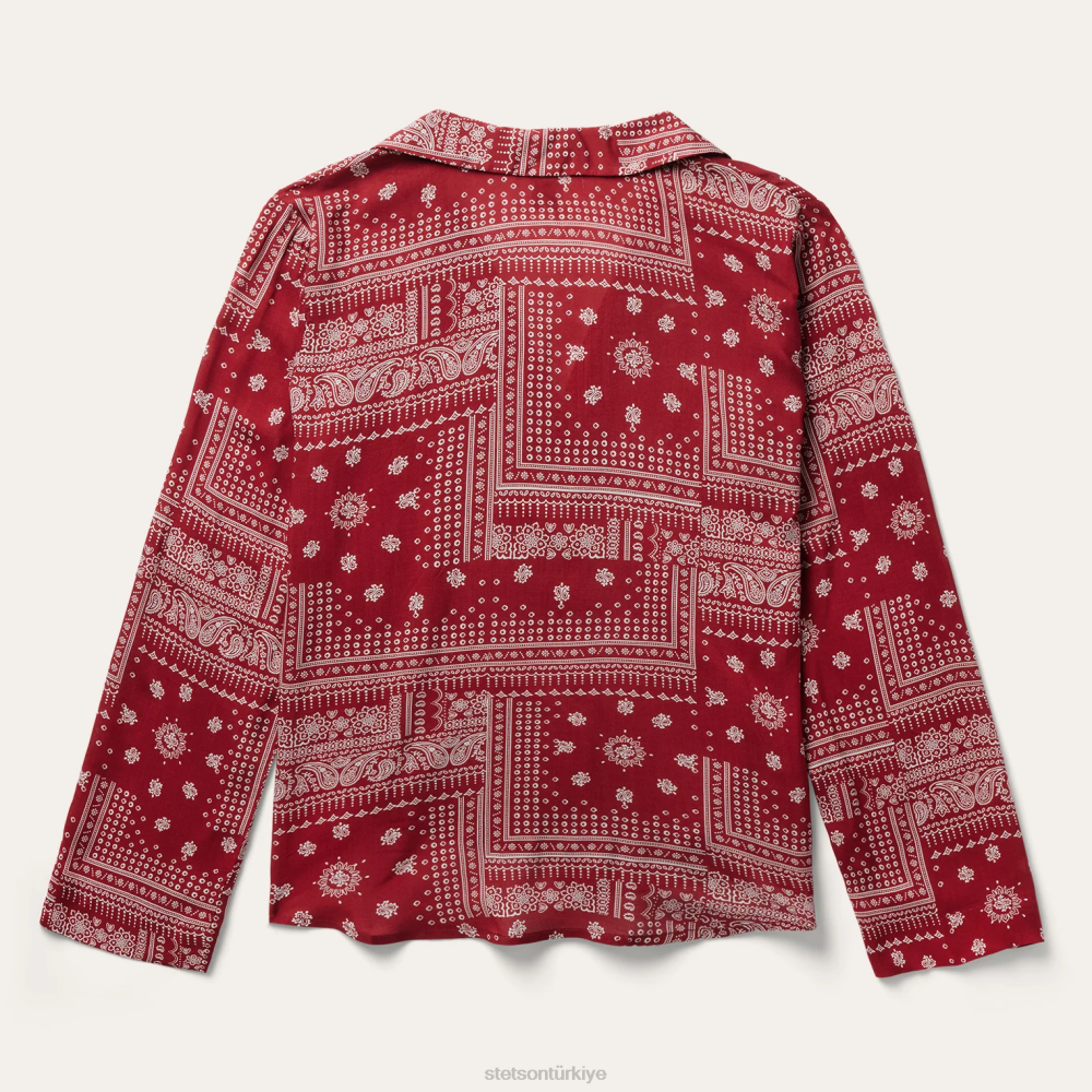 Stetson bandanalı patchwork bluz kırmızı kadınlar giyim B4FZ439