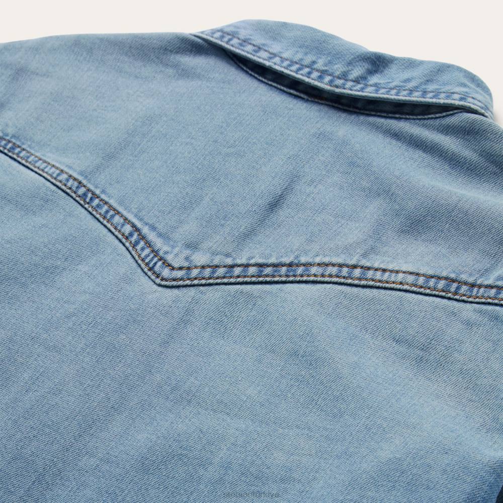 Stetson bol kesim denim gömlek mavi kadınlar giyim B4FZ429