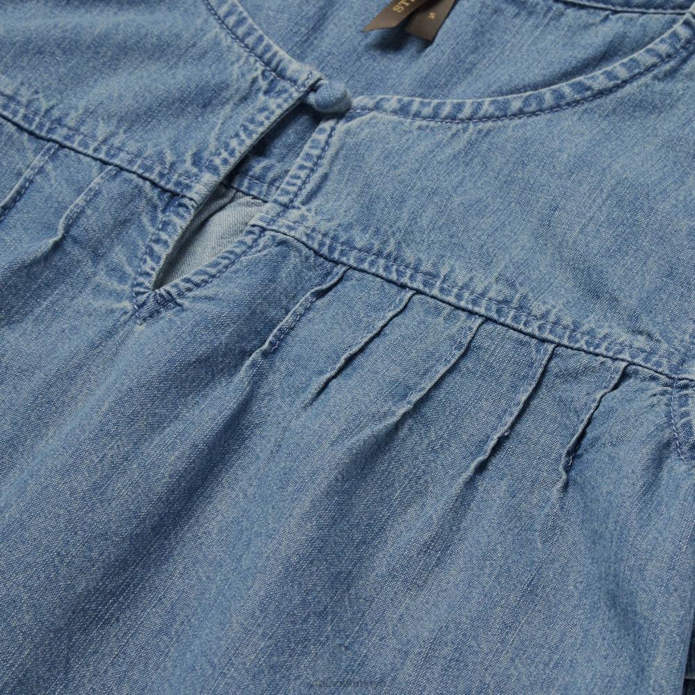 Stetson kısa kollu denim bluz mavi kadınlar giyim B4FZ458