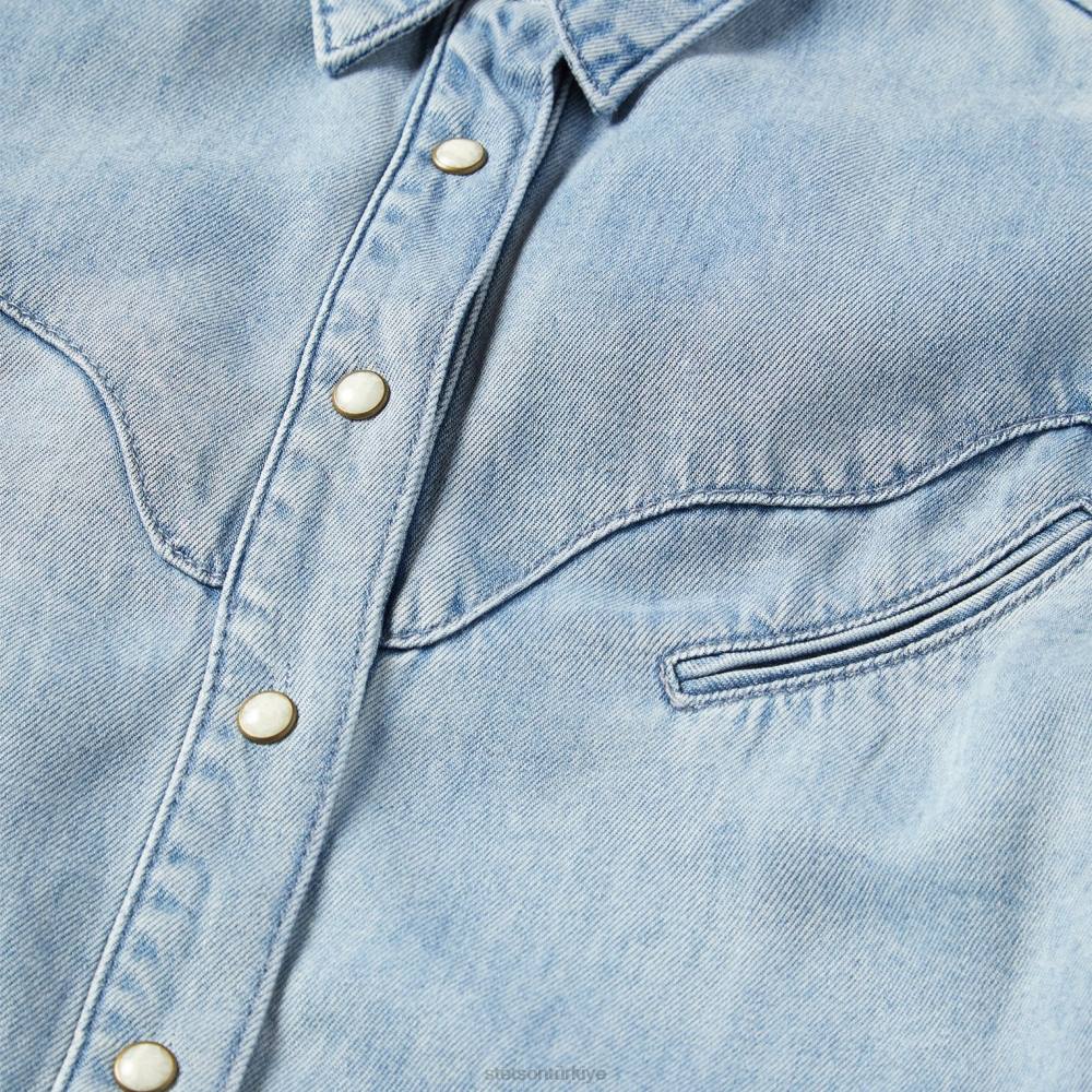 Stetson kavisli robalı batı denim üst mavi kadınlar giyim B4FZ464