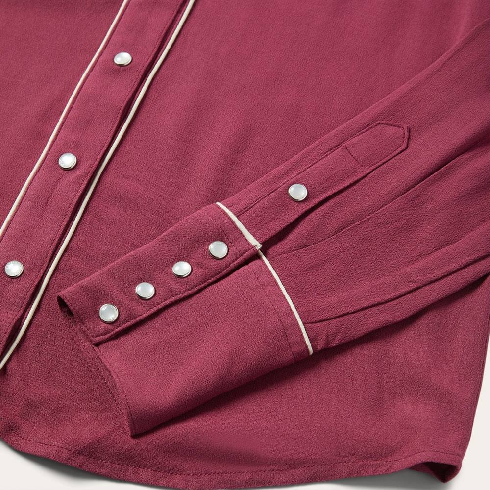 Stetson klasik batı çıtçıtlı bluz şarap kadınlar giyim B4FZ462