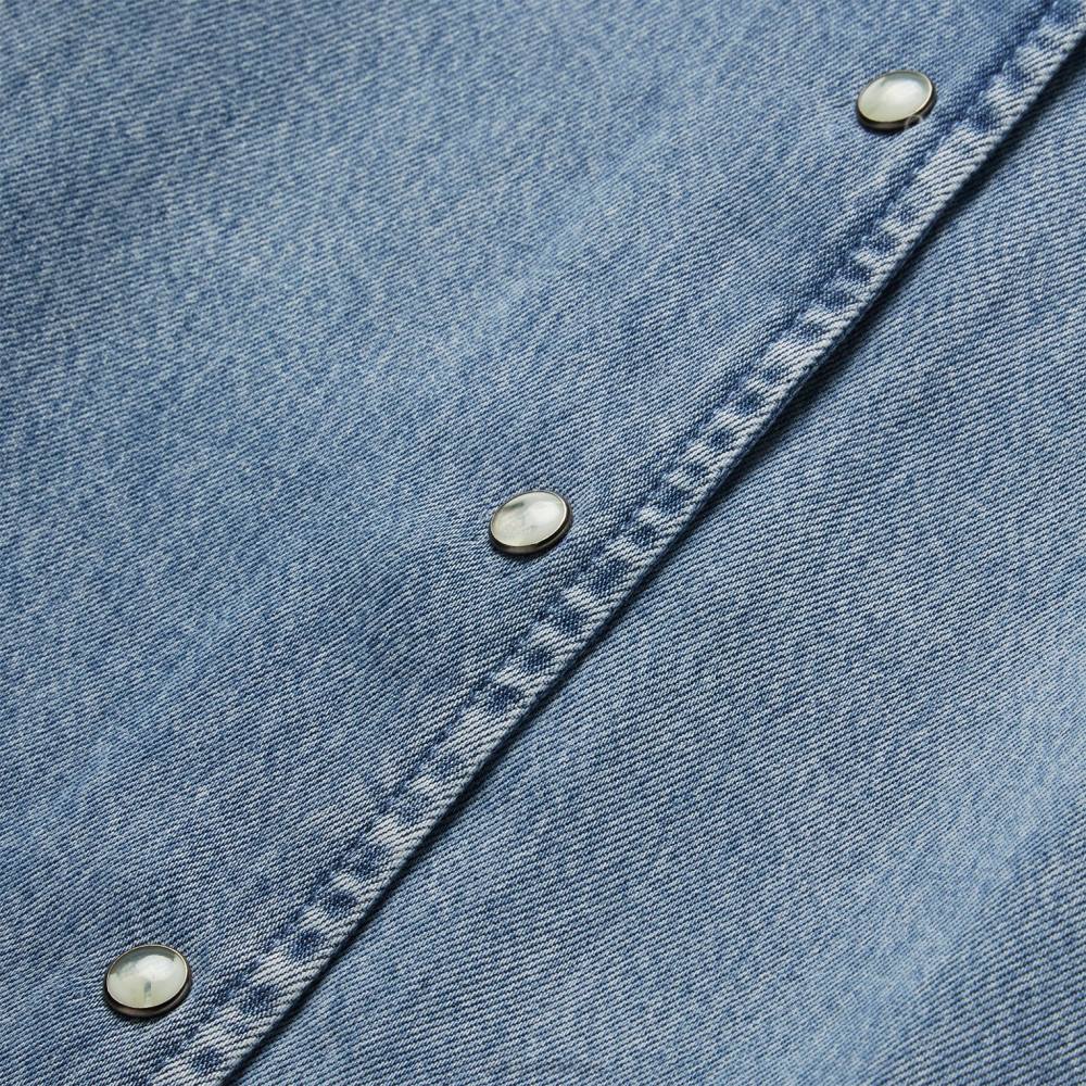 Stetson liyosel denim önü çıtçıtlı bluz mavi kadınlar giyim B4FZ440