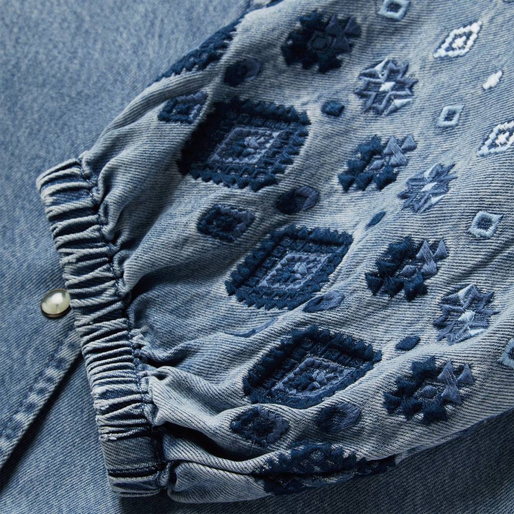 Stetson liyosel denim önü çıtçıtlı bluz mavi kadınlar giyim B4FZ440