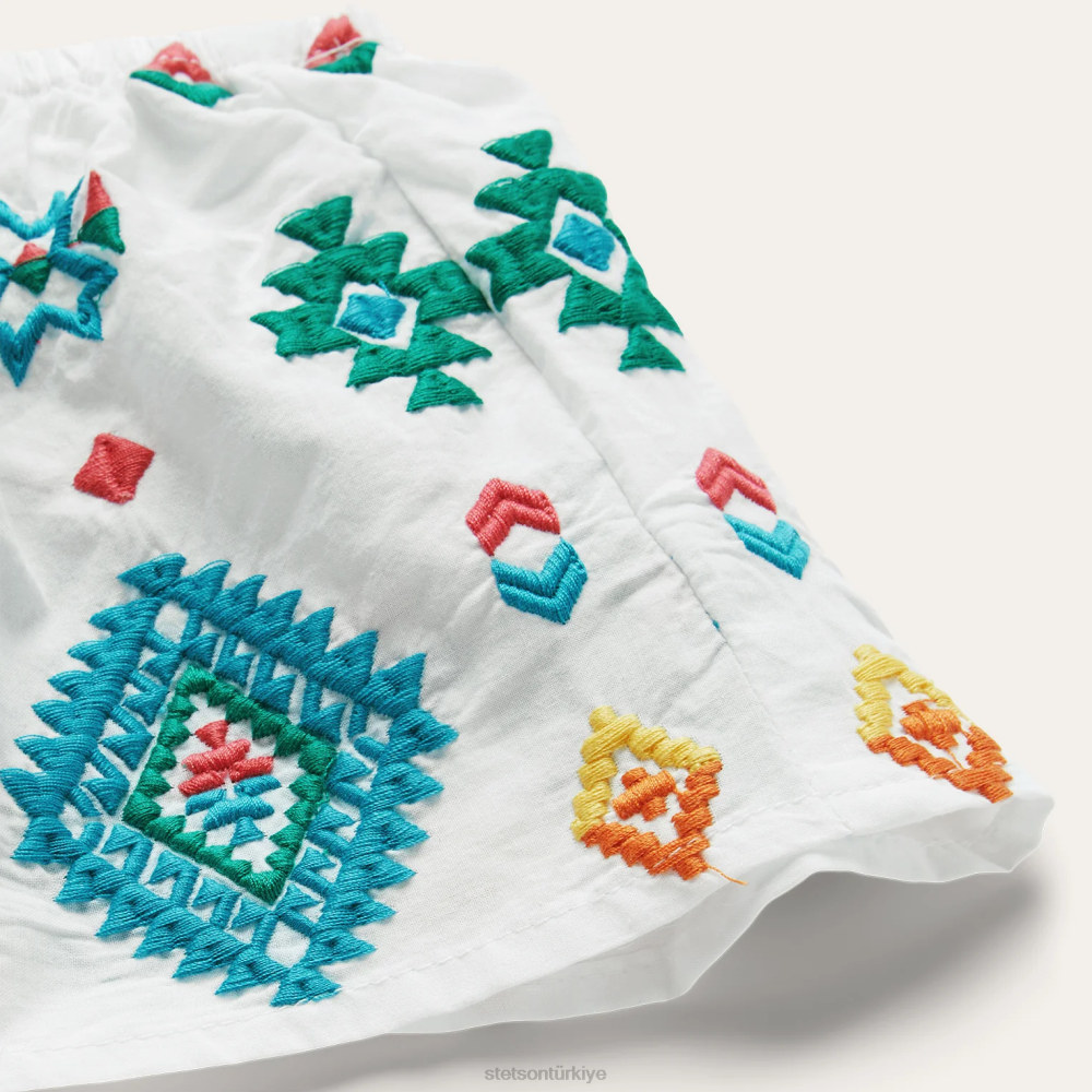 Stetson parlak schiffli işlemeli pamuklu çim üst beyaz kadınlar giyim B4FZ484