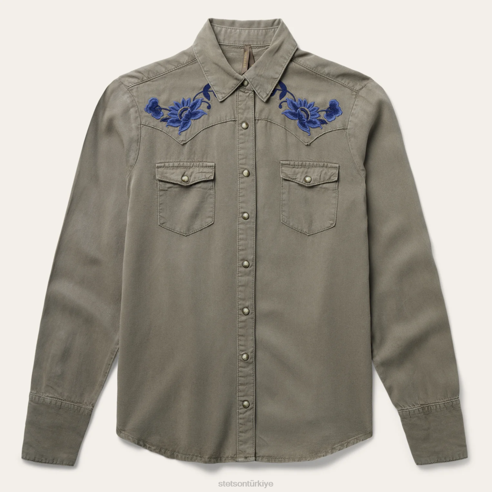 Stetson zeytin liyosel dimi batı bluzu yeşil kadınlar giyim B4FZ444