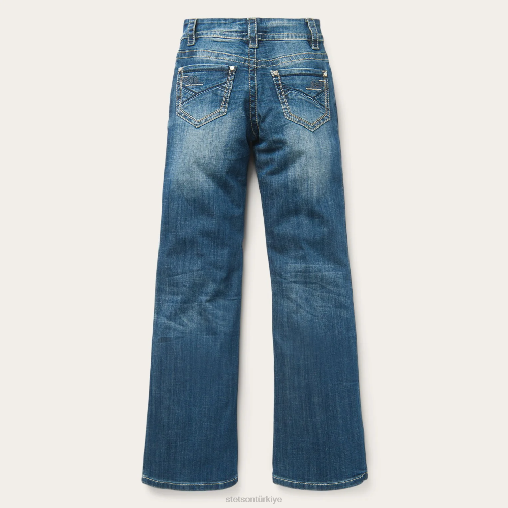 Stetson 214 arka cepli pantolon kesim jean mavi kadınlar giyim B4FZ516