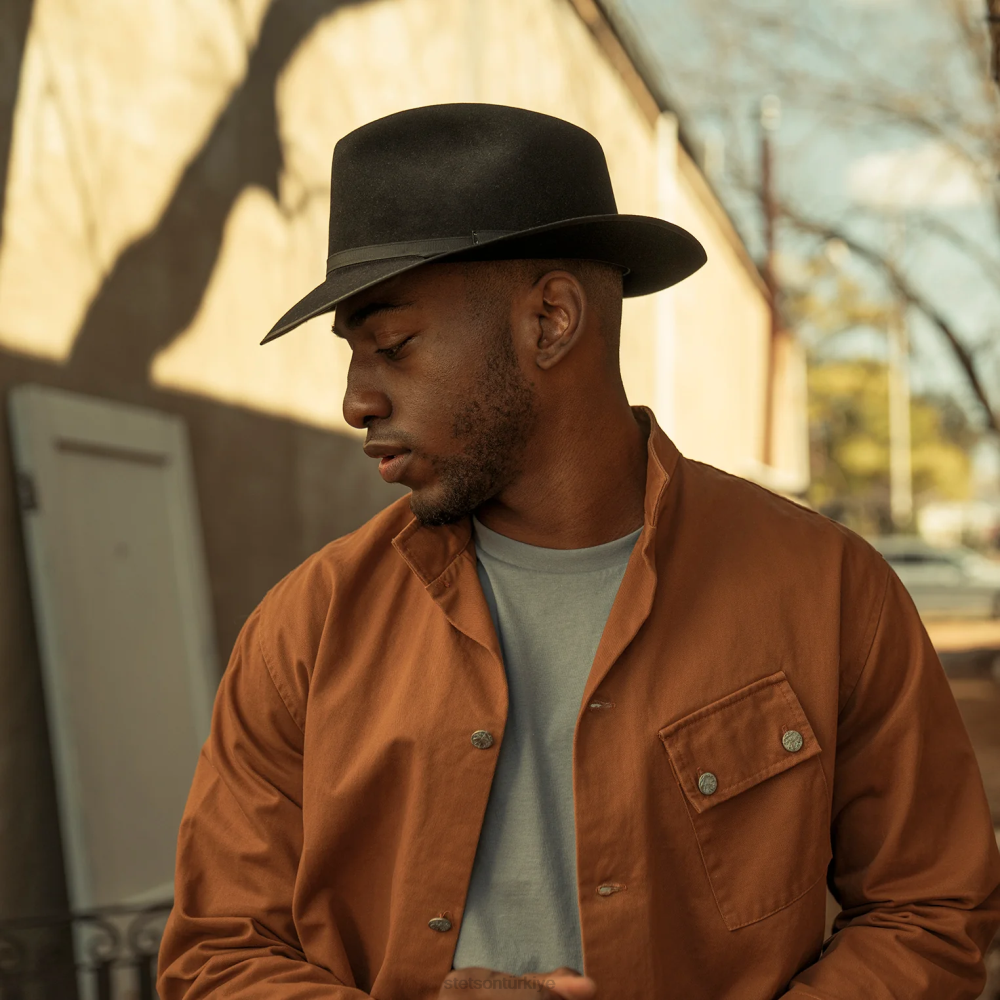 Stetson stratoliner fötr şapka siyah üniseks şapkalar B4FZ59