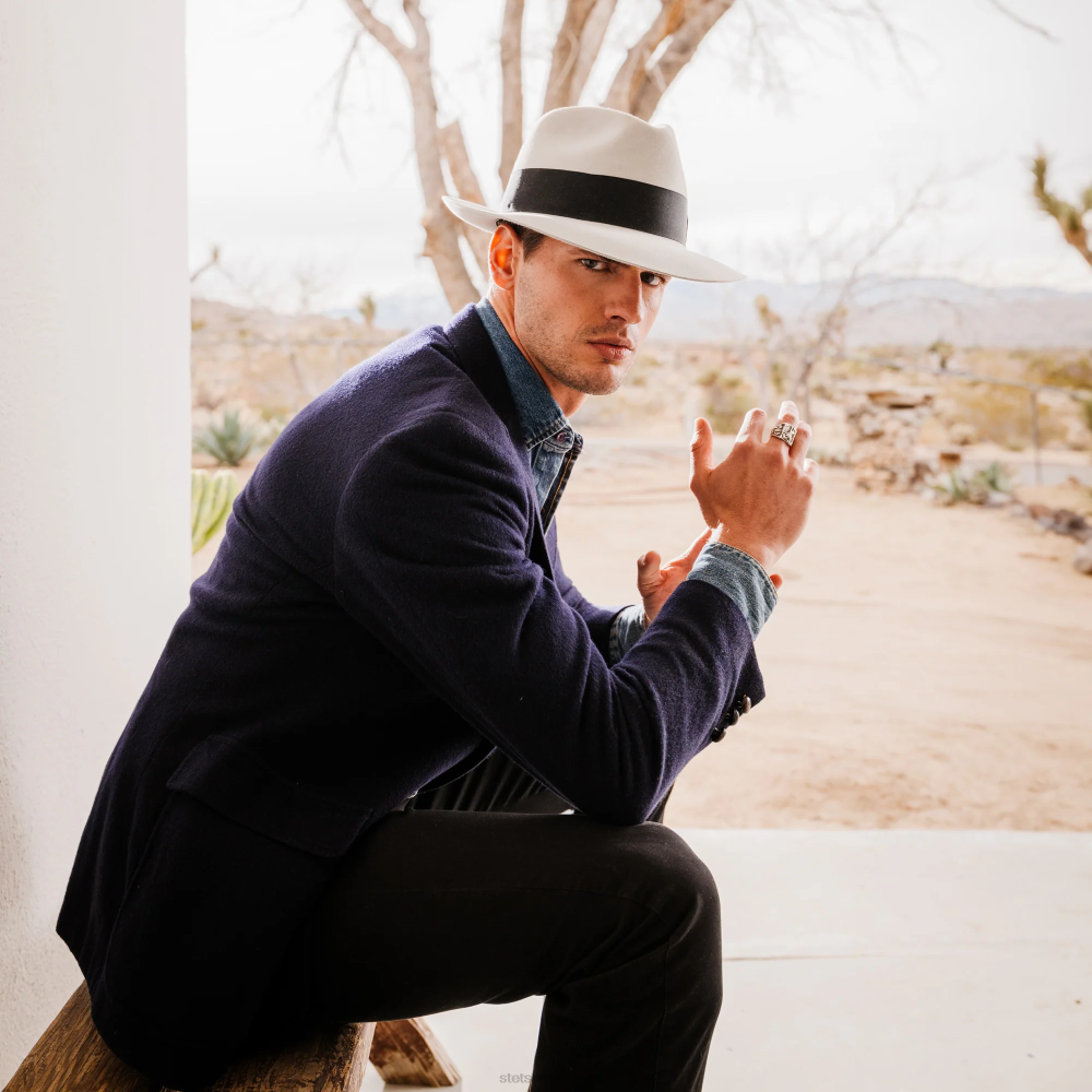 Stetson tapınak fötr şapka sarımsı kahverengi üniseks şapkalar B4FZ94