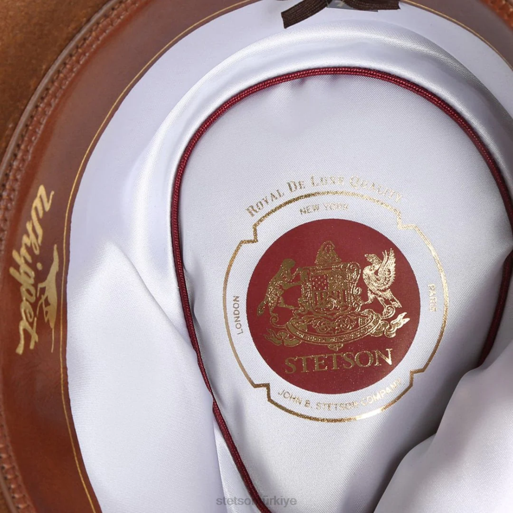 Stetson tazı fötr şapka konyak üniseks şapkalar B4FZ87