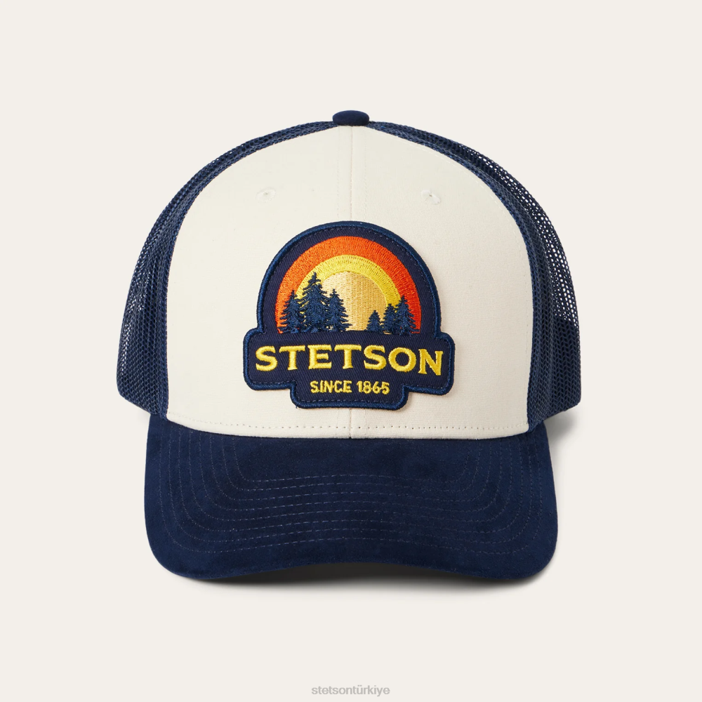 Stetson gün batımı kamyon şoförü şapkası krem üniseks şapkalar B4FZ201