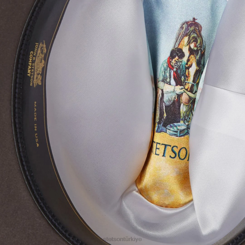 Stetson angus 6x kovboy şapkası granit üniseks şapkalar B4FZ72