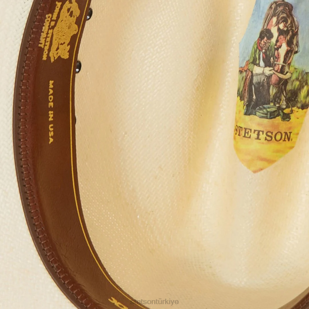 Stetson carson 10x hasır kovboy şapkası doğal üniseks şapkalar B4FZ175