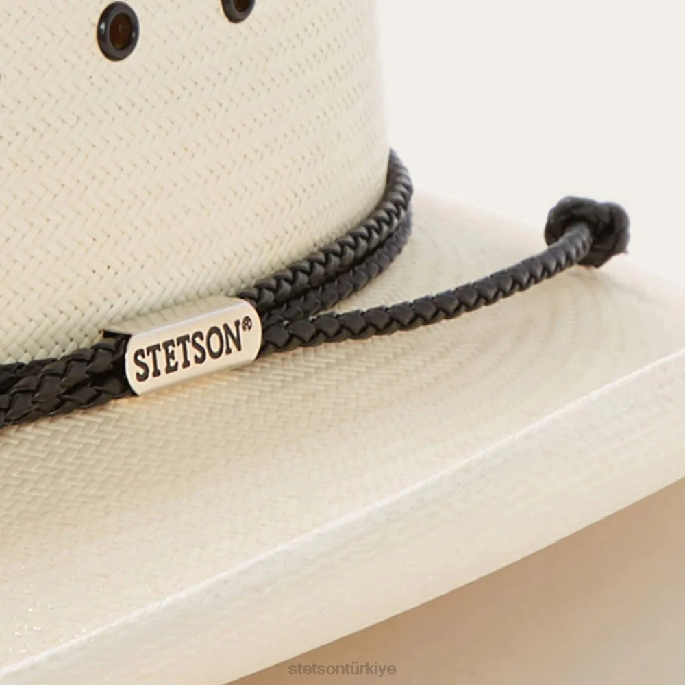 Stetson carson 10x hasır kovboy şapkası doğal üniseks şapkalar B4FZ175