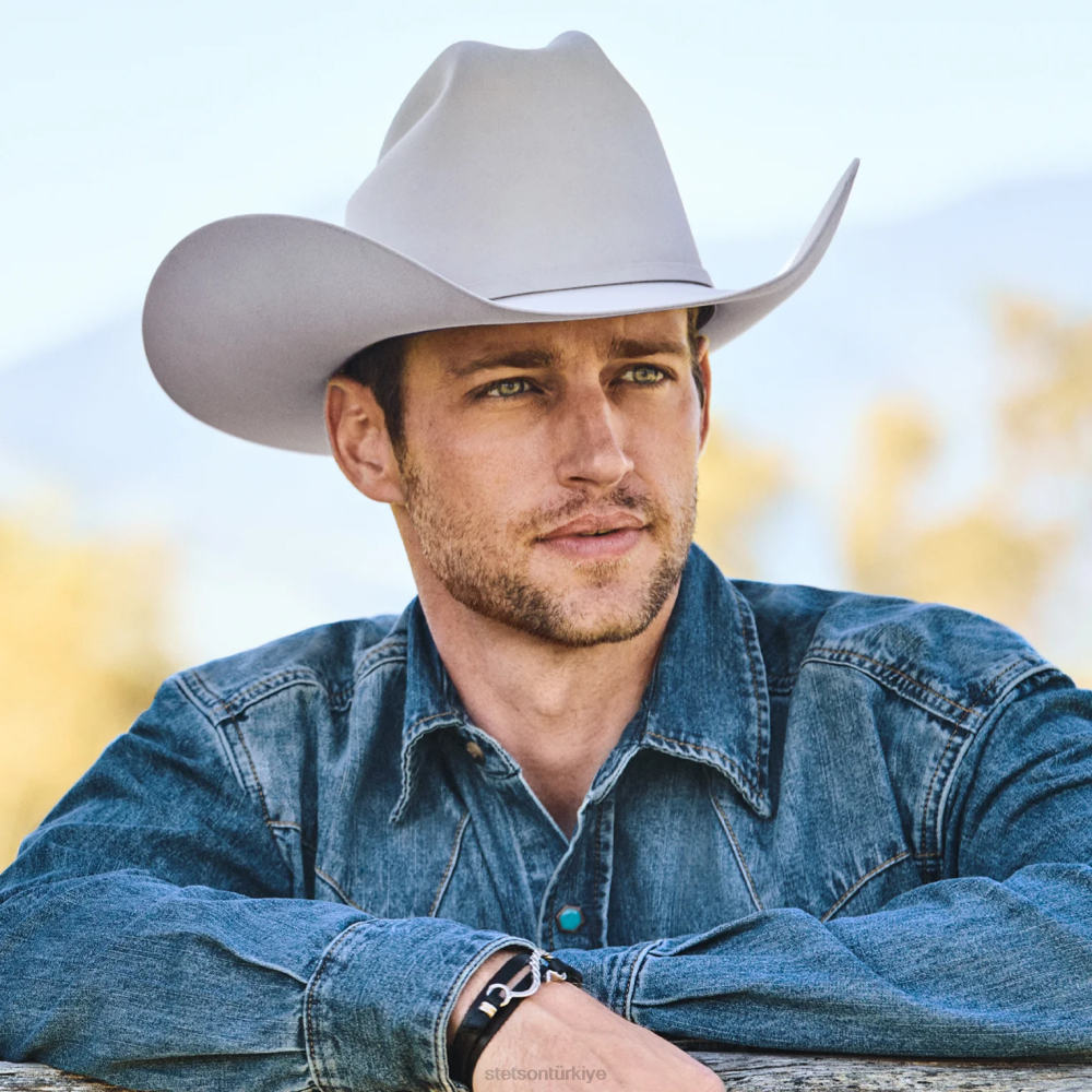 Stetson el Presidente 100x premier kovboy şapkası gümüş göbek üniseks şapkalar B4FZ2