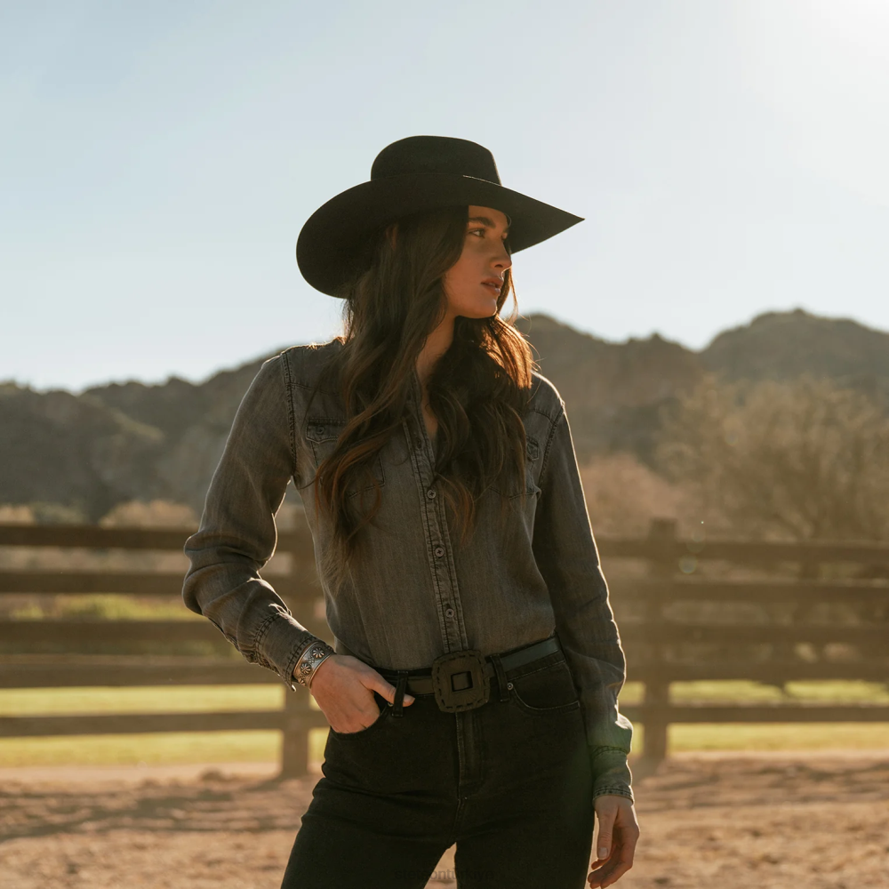 Stetson gus 6x kovboy şapkası siyah üniseks şapkalar B4FZ20