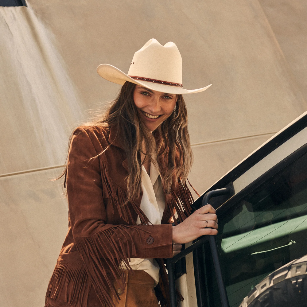 Stetson haywood 10x hasır kovboy şapkası doğal üniseks şapkalar B4FZ178