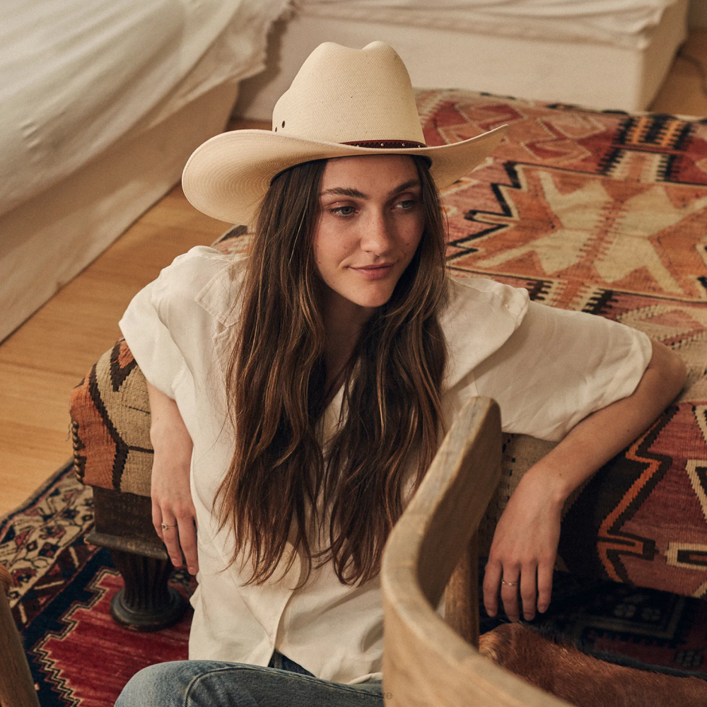 Stetson haywood 10x hasır kovboy şapkası doğal üniseks şapkalar B4FZ178