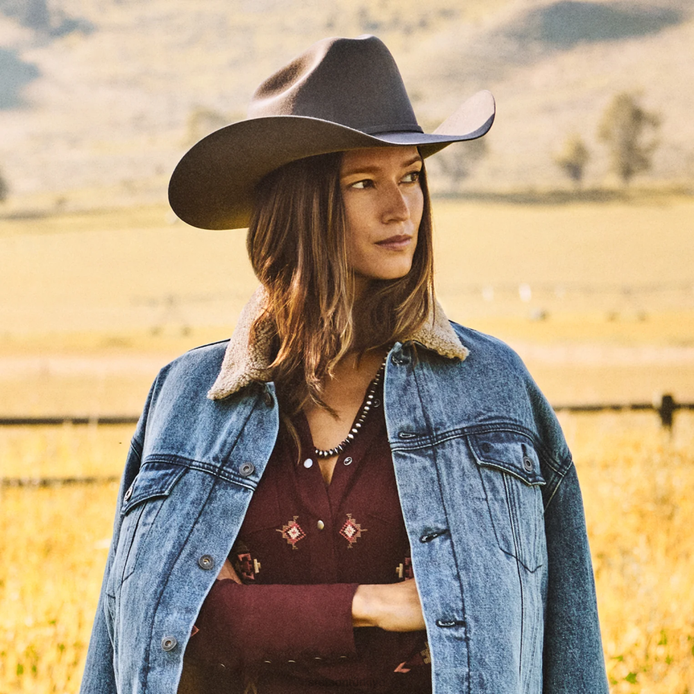 Stetson manzarası 6x kovboy şapkası granit üniseks şapkalar B4FZ69