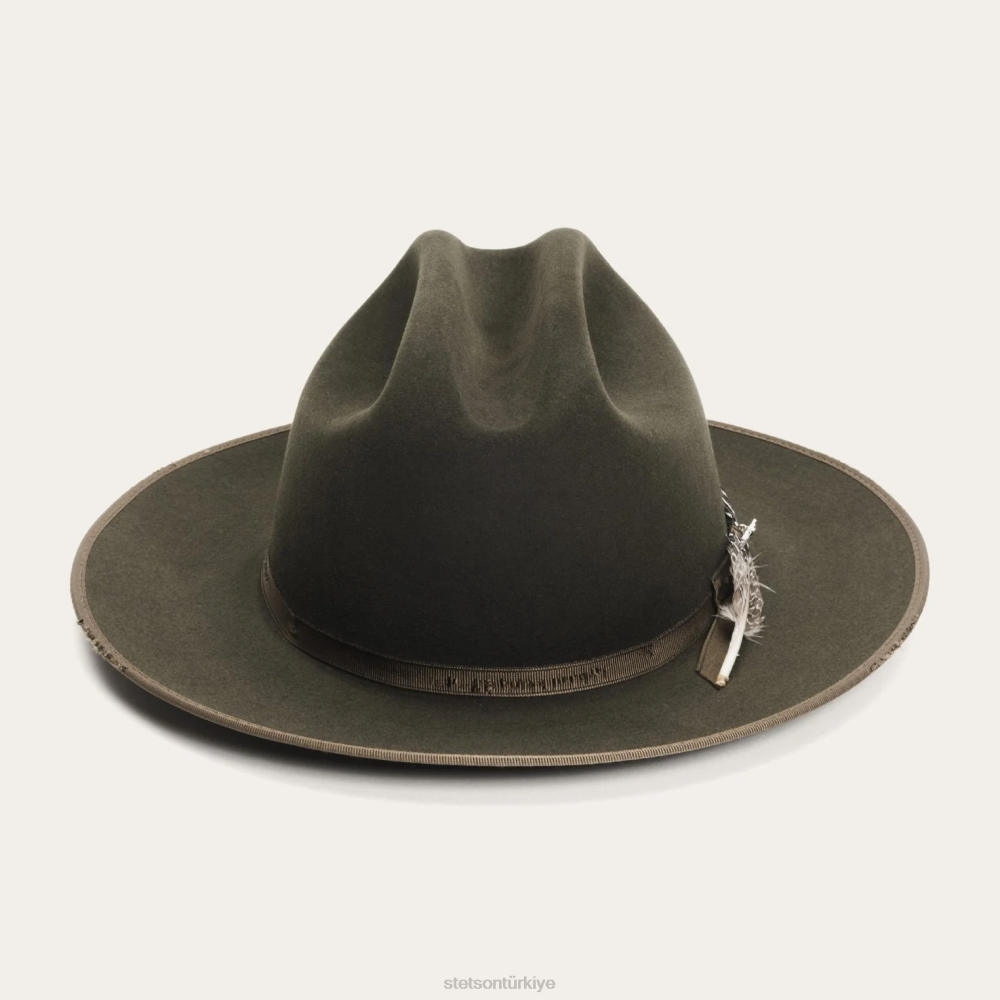 Stetson 1865 sıkıntılı açık yol royal deluxe adaçayı üniseks şapkalar B4FZ98
