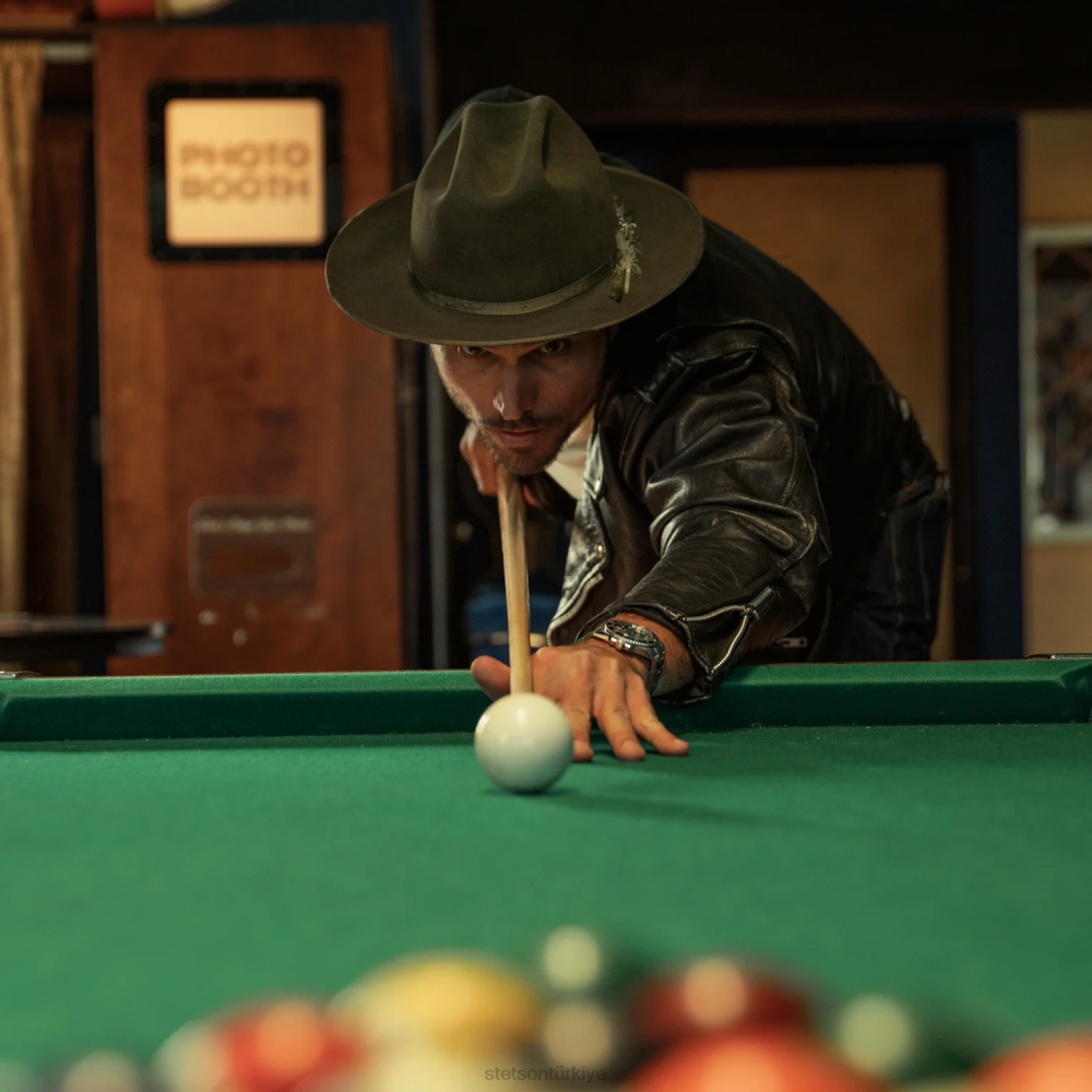 Stetson 1865 sıkıntılı açık yol royal deluxe adaçayı üniseks şapkalar B4FZ98