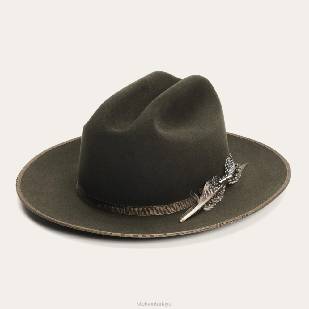 Stetson 1865 sıkıntılı açık yol royal deluxe adaçayı üniseks şapkalar B4FZ98