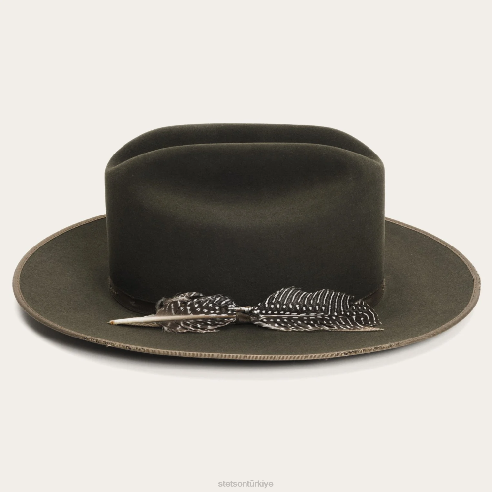 Stetson 1865 sıkıntılı açık yol royal deluxe adaçayı üniseks şapkalar B4FZ98