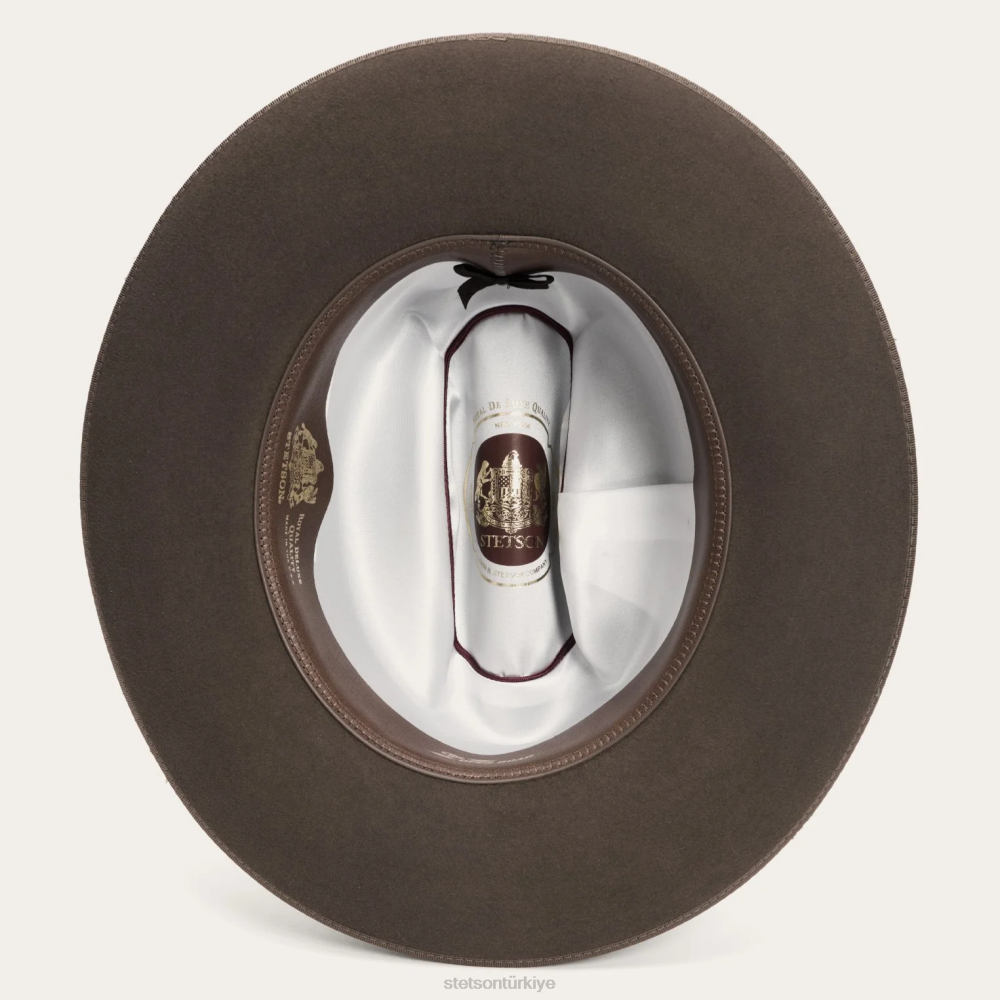 Stetson 1865 sıkıntılı açık yol royal deluxe ceviz üniseks şapkalar B4FZ79