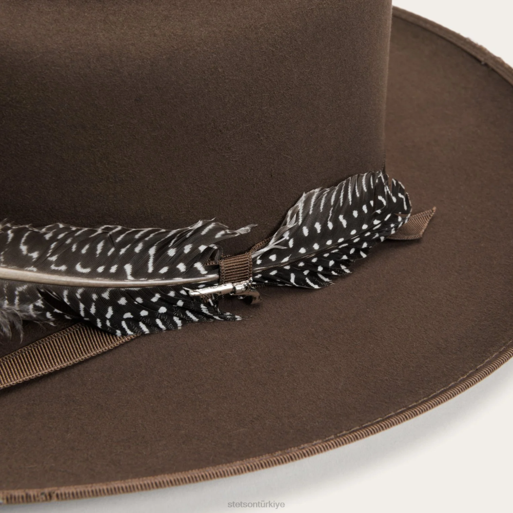 Stetson 1865 sıkıntılı açık yol royal deluxe ceviz üniseks şapkalar B4FZ79