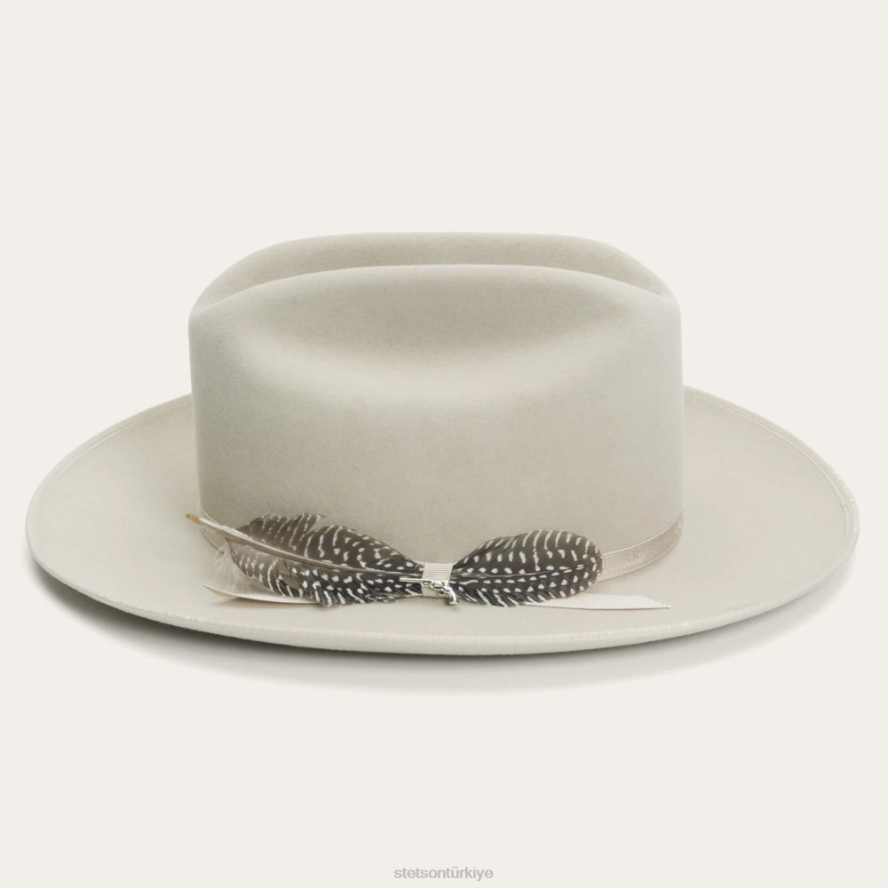 Stetson 1865 sıkıntılı açık yol royal deluxe gümüş göbek üniseks şapkalar B4FZ64