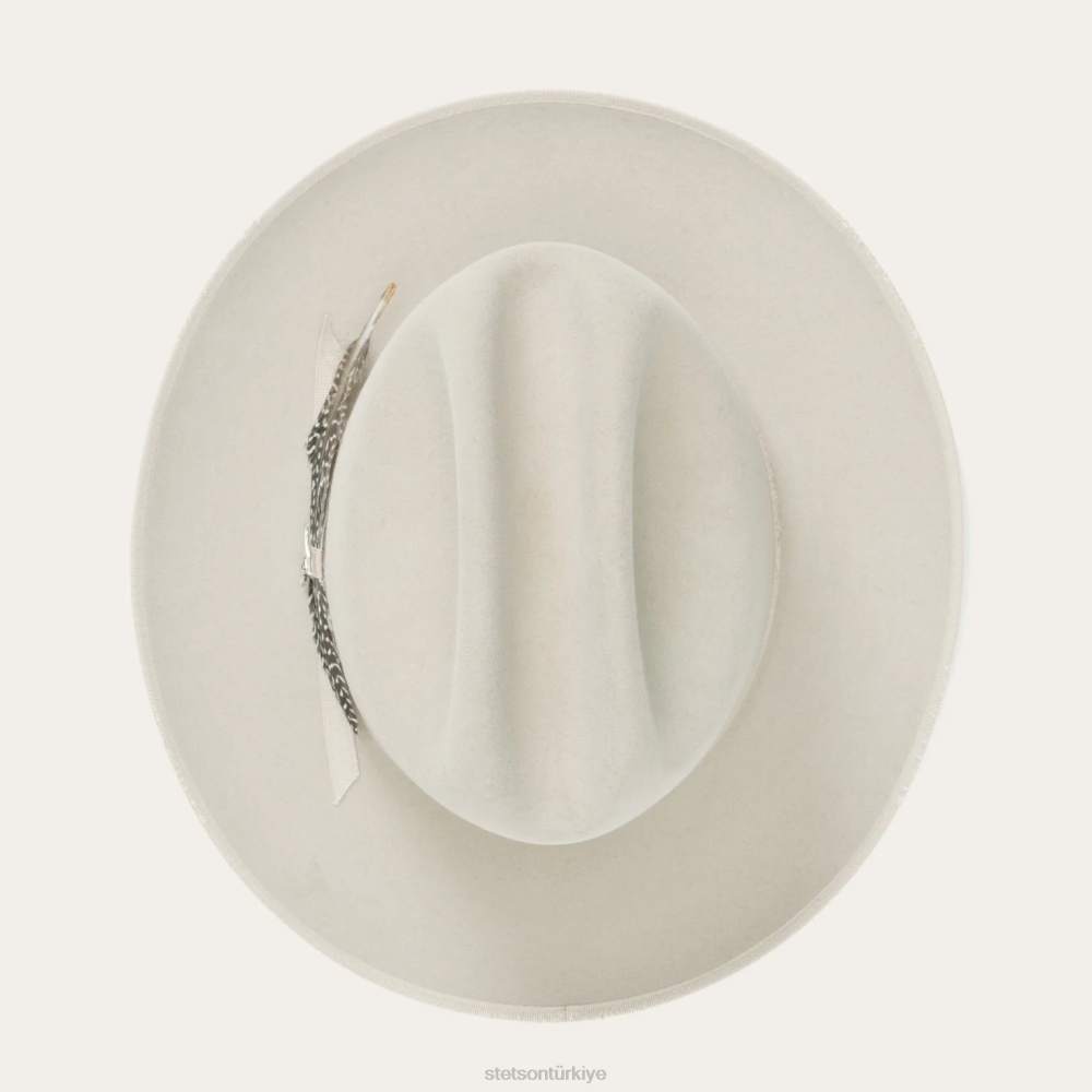 Stetson 1865 sıkıntılı açık yol royal deluxe gümüş göbek üniseks şapkalar B4FZ64